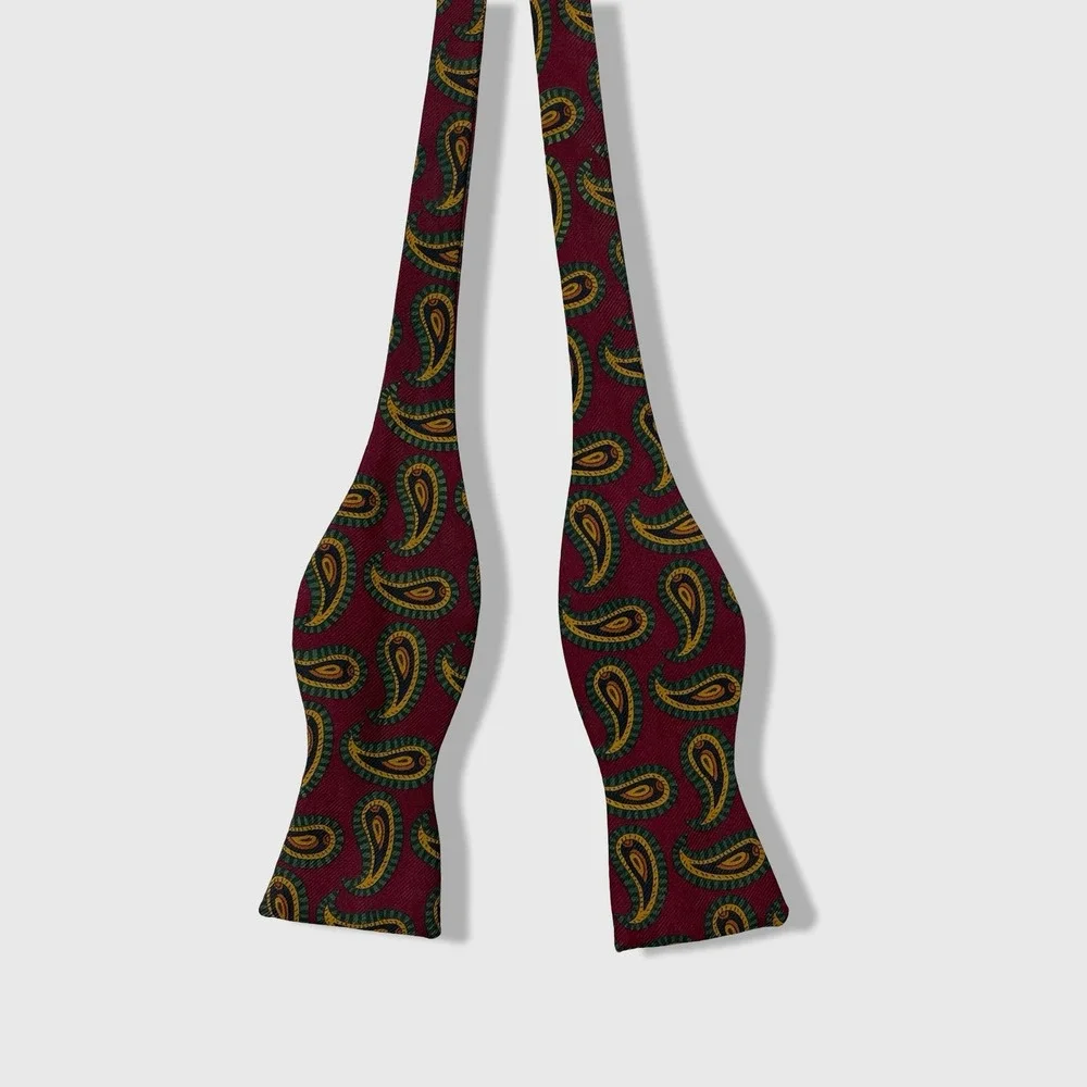 Robert Talbott Bow Tie Mens OS Burgundy Paisley Silk Classic Formal Accessory